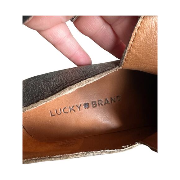 Lucky Brand Victorey Leather Booties Womens 7M Heeled Brown Ankle Boots Western - Picture 10 of 10